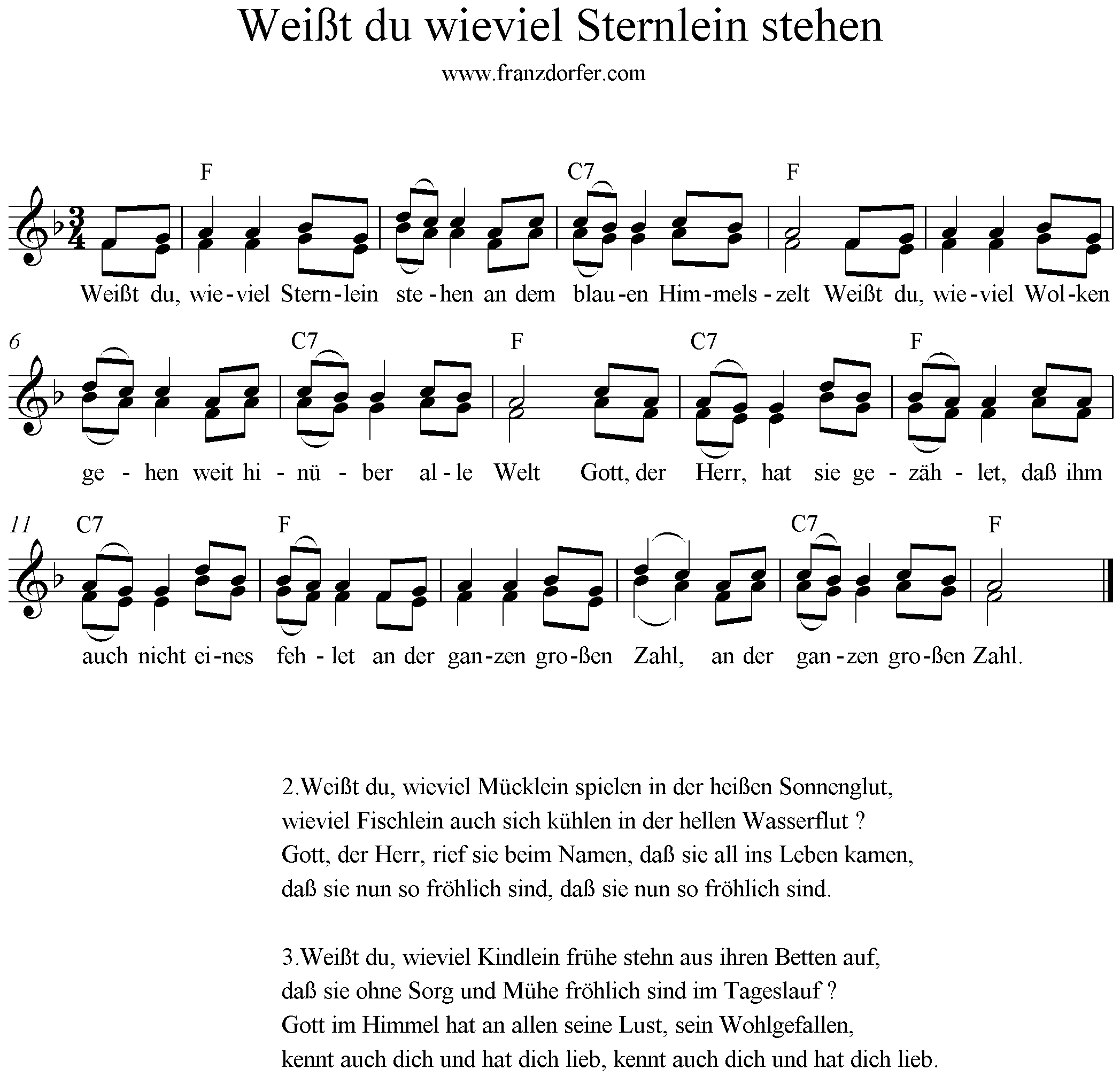 Weißt Du Wieviel Sternlein Stehen Text Deutsch Weißt du wieviel Sternlein stehen